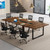 8FT Conference Table, 94.49 L x 47.24 W x 29.53 H Inches Large Meeting Podcast Table for 10 People, Business Style Wooden Training Table with Strong Metal Frame for Office Conference