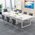 8FT Conference Table, 94.49 L x 47.24 W x 29.53 H Inches Large Meeting Podcast Table for 10 People, Business Style Wooden Training Table with Strong Metal Frame for Office Conference