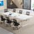 8FT Conference Table, 94.49 L x 47.24 W x 29.53 H Inches Large Meeting Podcast Table for 10 People, Business Style Wooden Training Table with Strong Metal Frame for Office Conference