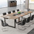 8FT Conference Table, 94.49 L x 47.24 W x 29.53 H Inches Large Meeting Podcast Table for 10 People, Business Style Wooden Training Table with Strong Metal Frame for Office Conference