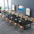 8FT Conference Table Set of 2, Large Meeting Podcast Table for 10 People, Business Style Wooden Training Table with Strong Metal Frame for Office Conference