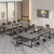 8FT Conference Table Set of 2, Large Meeting Podcast Table for 10 People, Business Style Wooden Training Table with Strong Metal Frame for Office Conference
