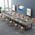 8FT Conference Table Set of 2, Large Meeting Podcast Table for 10 People, Business Style Wooden Training Table with Strong Metal Frame for Office Conference