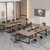 8FT Conference Table Set of 2, Large Meeting Podcast Table for 10 People, Business Style Wooden Training Table with Strong Metal Frame for Office Conference