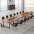 8FT Conference Table Set of 2, Large Meeting Podcast Table for 10 People, Business Style Wooden Training Table with Strong Metal Frame for Office Conference