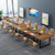 8FT Conference Table Set of 2, Large Meeting Podcast Table for 10 People, Business Style Wooden Training Table with Strong Metal Frame for Office Conference