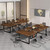 8FT Conference Table Set of 2, Large Meeting Podcast Table for 10 People, Business Style Wooden Training Table with Strong Metal Frame for Office Conference