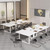 8FT Conference Table Set of 2, Large Meeting Podcast Table for 10 People, Business Style Wooden Training Table with Strong Metal Frame for Office Conference