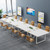 8FT Conference Table Set of 2, Large Meeting Podcast Table for 10 People, Business Style Wooden Training Table with Strong Metal Frame for Office Conference