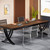 6.5FT Conference Table for 6-8 People, 78 inch Long Rectangular Seminar Table with Strong Metal Frame, Business Boardroom Desk for Office Meeting Conference Room (1PC, Brown)