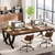 6.5FT Conference Table for 6-8 People, 78 inch Long Rectangular Seminar Table with Strong Metal Frame, Business Furniture Boardroom Desk for Office Meeting Conference Room (4PCS, Mix Brown)