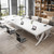 6.5FT Conference Table for 6-8 People, 78 inch Long Rectangular Seminar Table with Strong Metal Frame, Business Furniture Boardroom Desk for Office Meeting Conference Room (4PCS, White)
