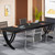 6.5FT Conference Table for 6-8 People, 78 inch Long Rectangular Seminar Table with Strong Metal Frame, Business Furniture Boardroom Desk for Office Meeting Conference Room (6PCS, Black)