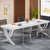 6.5FT Conference Table for 6-8 People, 78 inch Long Rectangular Seminar Table with Strong Metal Frame, Business Furniture Boardroom Desk for Office Meeting Conference Room (6PCS, White)