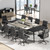 8FT Conference Table, 94.48L x 47.21W x 29.52H Inches Boat Shaped Meeting Table with Rectangle Grommet, Modern Seminar Boardroom Table for Office Conference Room (Grey & Black, 8ft)