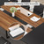 8FT Conference Table, 94.48L x 47.24W x 29.52H Inches Boat Shaped Meeting Table with Rectangle Grommet, Modern Seminar Boardroom Table for Office Conference Room (8ft, Walnut & Black)