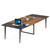8FT Conference Table, 94.48L x 47.24W x 29.52H Inches Boat Shaped Meeting Table with Rectangle Grommet, Modern Seminar Boardroom Table for Office Conference Room (8ft, Walnut & Black)