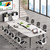 8FT Conference Table, 94.48L x 47.21W x 29.52H Inches Boat Shaped Meeting Table with Rectangle Grommet, Modern Seminar Table for Office Meeting Conference Room (White & Black, 8ft)