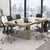 7FT Conference Table for 6-8 People, Large Rectangular Meeting Table, Modern Seminar Table for Office Meeting Conference Room, Brown (86.6”L x 47.2”W x 29.4”H)