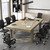 7FT Conference Table for 6-8 People, Large Rectangular Meeting Table, Modern Seminar Table for Office Meeting Conference Room, Brown (86.6”L x 47.2”W x 29.4”H)