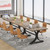 10.5FT Conference Table, Modern Meeting Table for 8-10 People, Rectangle Seminar Boardroom Table for Office Conference Room with Stylish Legs (2, Grey + Black)