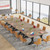 10.5FT Conference Table, Modern Meeting Table for 8-10 People, Rectangle Seminar Boardroom Table for Office Conference Room with Stylish Legs (2, Grey + Black)