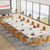 10.5FT Conference Table, Modern Meeting Table for 8-10 People, Rectangle Seminar Boardroom Table for Office Conference Room with Stylish Legs (2, White + Gold)