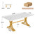10.5FT Conference Table, Modern Meeting Table for 8-10 People, Rectangle Seminar Boardroom Table for Office Conference Room with Stylish Legs (2, White + Gold)