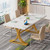 10.5FT Conference Table, Modern Meeting Table for 8-10 People, Rectangle Seminar Boardroom Table for Office Conference Room with Stylish Legs (2, White + Gold)