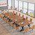 10.5FT Conference Table, Modern Meeting Table for 8-10 People, Rectangle Seminar Boardroom Table for Office Conference Room with Stylish Legs (4, Rustic Brown and Black)