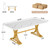 10.5FT Conference Table, Modern Meeting Table for 8-10 People, Rectangle Seminar Boardroom Table for Office Conference Room with Stylish Legs (4, White + Gold)