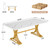 10.5FT Conference Table, Modern Meeting Table for 8-10 People, Rectangle Seminar Boardroom Table for Office Conference Room with Stylish Legs (6, White + Gold)