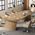 Conference Table, 8ft Conference Room Table for 10 People, Large Meeting Desk with Cable Grommet, Modern Boardroom Table for Office Conference (6, Brown)