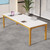 6.5 FT Conference Room Table, 78.74" W x 27.56" D Large Office Conference Table, Modern Seminar Meeting Table Desk for Boardroom, Meeting Room (2, White and Gold)