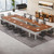 6.5 FT Conference Room Table, 78.74" W x 27.56" D Large Office Conference Table, Modern Seminar Meeting Table Desk for Boardroom, Meeting Room (6, Brown and White)