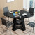 43.3in-59in Extendable Round Conference Table for 4-6 People,Space Saving