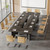 10.5FT Conference Table, Large Rectangle Meeting Seminar Table for 12-14 Person, Long Wooden Business Tables (Set of 4, Dark Gray)