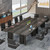 15.7FT Conference Table, Large Rectangle Meeting Seminar Table for 14-16 Person, Long Wooden Business Tables (Set of 6, Dark Gray)