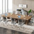 10.5FT Conference Table, Large Rectangle Meeting Seminar Table for 10-14 Person, Long Wooden Business Tables (Set of 6, Light Oak Brown)