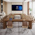 7 ft Conference Table for 6 to 8 People, Modern Rectangle Meeting Room Desk for Boardroom, Home Office (4, Brown)