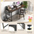 60" Conference Desk Set of 4, Modern Boardroom Desk with Storage Bag, Headphone Hook, Sturdy Metal Frame, Rectangular Seminar Table with Charging Station