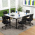 60" Conference Desk Set of 4, Modern Boardroom Desk with Storage Bag, Headphone Hook, Sturdy Metal Frame, Rectangular Seminar Table with Charging Station