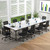 60" Conference Desk Set of 6, Modern Boardroom Desk with Storage Bag, Headphone Hook, Sturdy Metal Frame, Rectangular Seminar Table with Charging Station