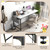 60" Conference Desk Set of 6, Modern Boardroom Desk with Storage Bag, Headphone Hook, Sturdy Metal Frame, Rectangular Seminar Table with Charging Station