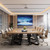 31.5" Square Conference Table, Industrial Office Meeting Table for 4 People, Business Podcast Furniture with Metal Base for Small Spaces, Office Conference, Natural