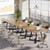 31.5" Square Conference Table, Industrial Office Meeting Table for 4 People, Business Podcast Furniture with Metal Base for Small Spaces, Office Conference, Natural