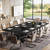 31.5" Square Conference Table, Industrial Office Meeting Table for 4 People, Business Podcast Furniture with Metal Base for Small Spaces, Office Conference, Black
