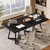 31.5" Square Conference Table Set of 4, 10 ft Industrial Office Meeting Table for 8-10 People, Business Podcast Furniture with Metal Base for Small Spaces, Office Conference, Black