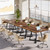 31.5" Square Conference Table Set of 6, 8 ft Industrial Office Meeting Table for 8-10 People, Business Podcast Furniture with Metal Base for Small Spaces, Office Conference, Brown
