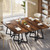 31.5" Square Conference Table Set of 6, 8 ft Industrial Office Meeting Table for 8-10 People, Business Podcast Furniture with Metal Base for Small Spaces, Office Conference, Brown